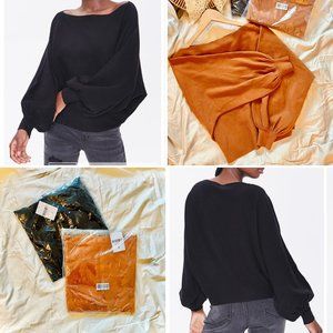 NWT Balloon-Sleeve Knit Top - Camel